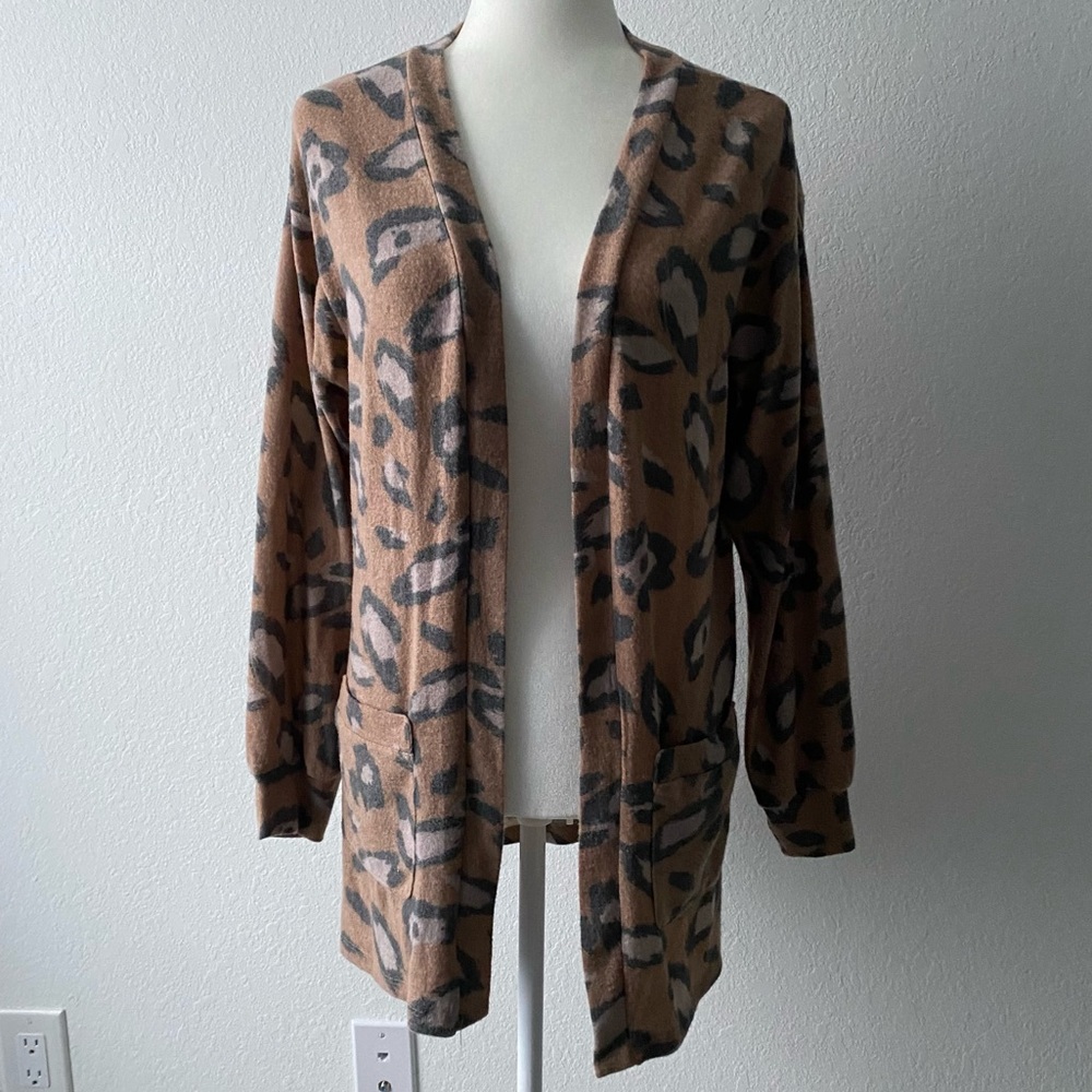 Women’s Leopard Print Lightweight Cozy Cardigan - Size Small